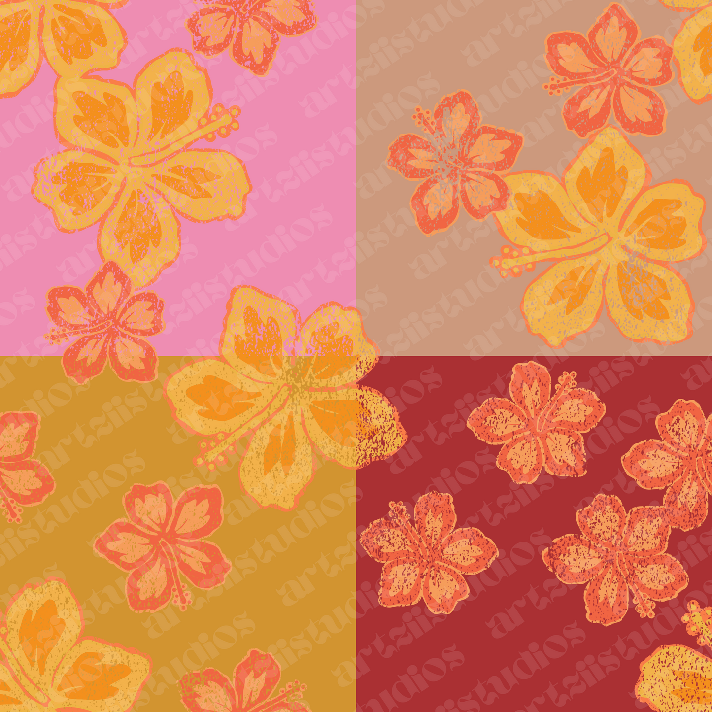 Hibiscus Sunset Repeat Surface Pattern