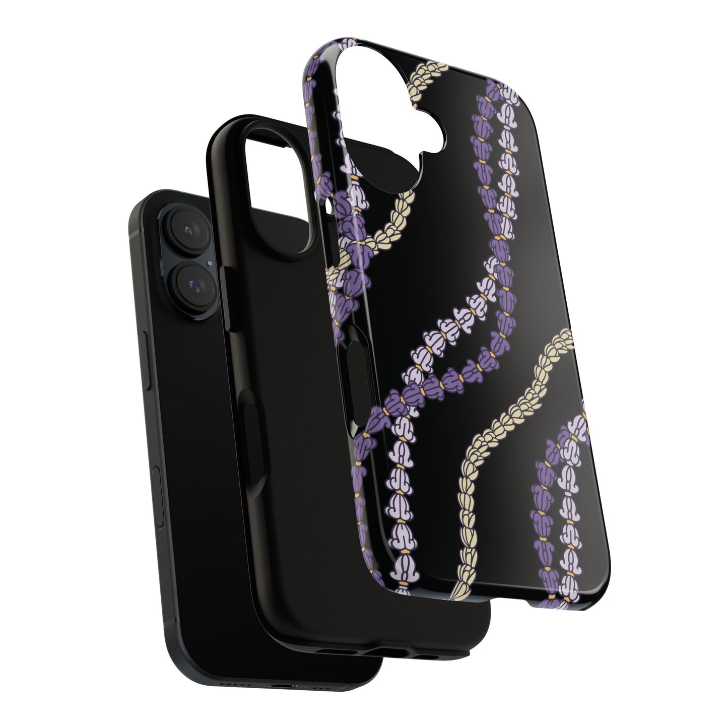 Crown flower and Pikake Lei Phone Case-Black