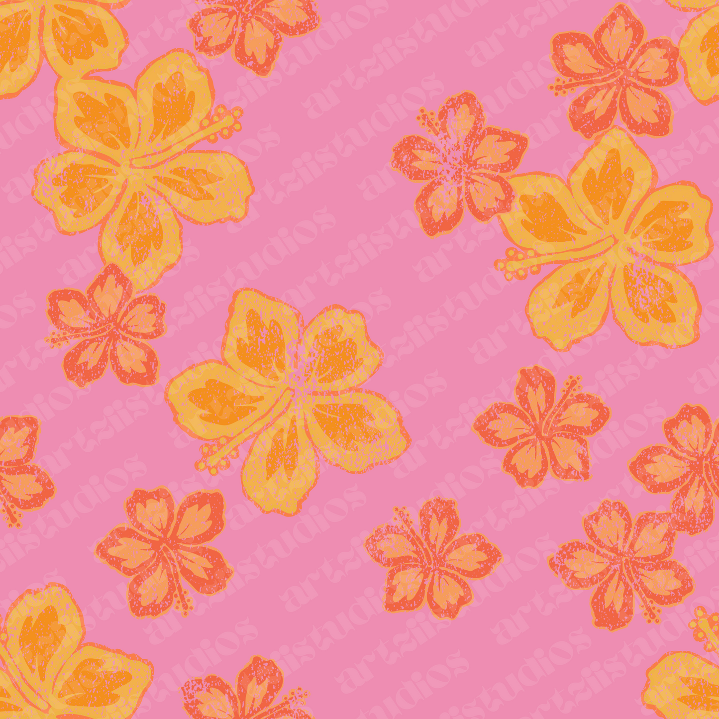 Hibiscus Sunset Repeat Surface Pattern