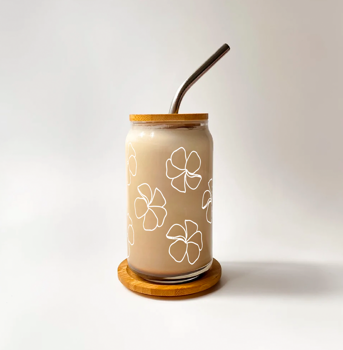 Large Plumeria Glass Can Cup