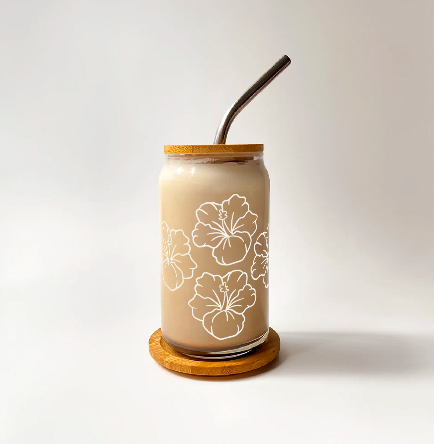 Hibiscus Glass Can Cup