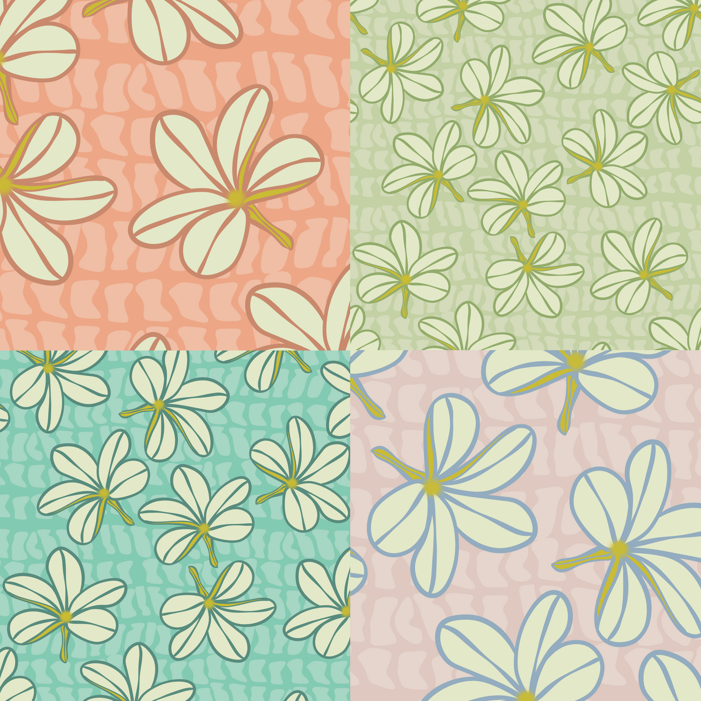 Hebrew Plumeria Repeat Surface Pattern