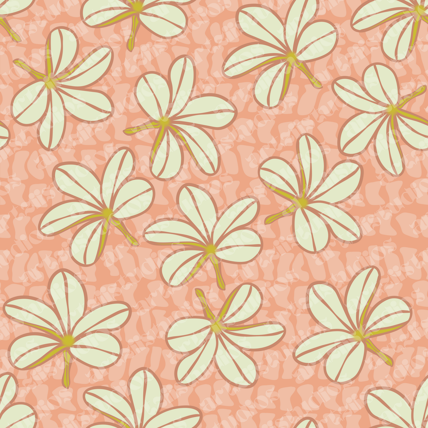 Hebrew Plumeria Repeat Surface Pattern