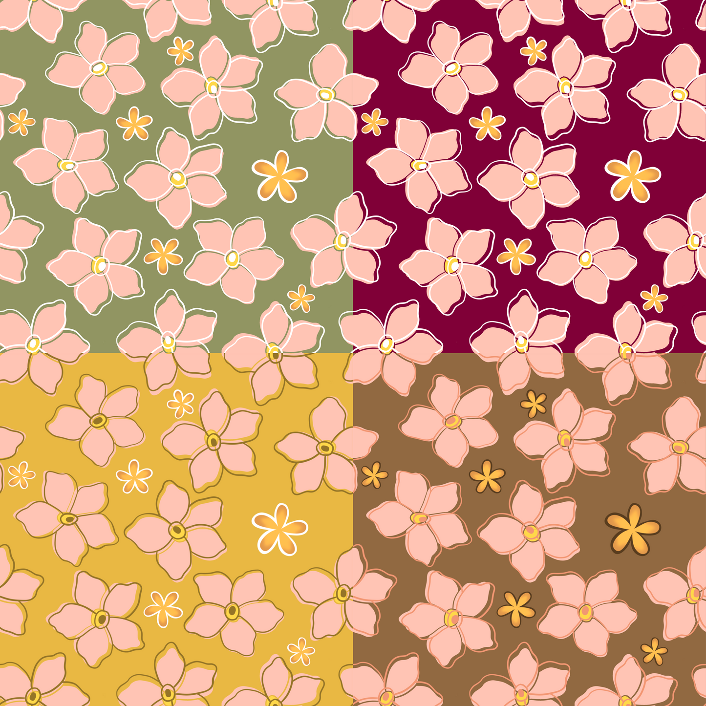 Plumeria Meadow Bloom Surface Pattern