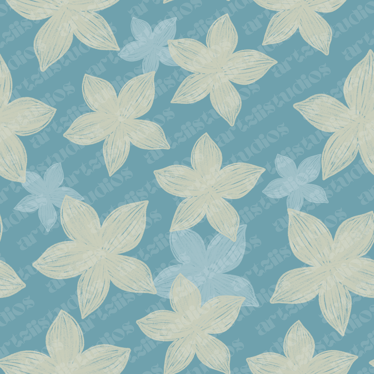 Sketch Plumeria Repeat Surface Pattern