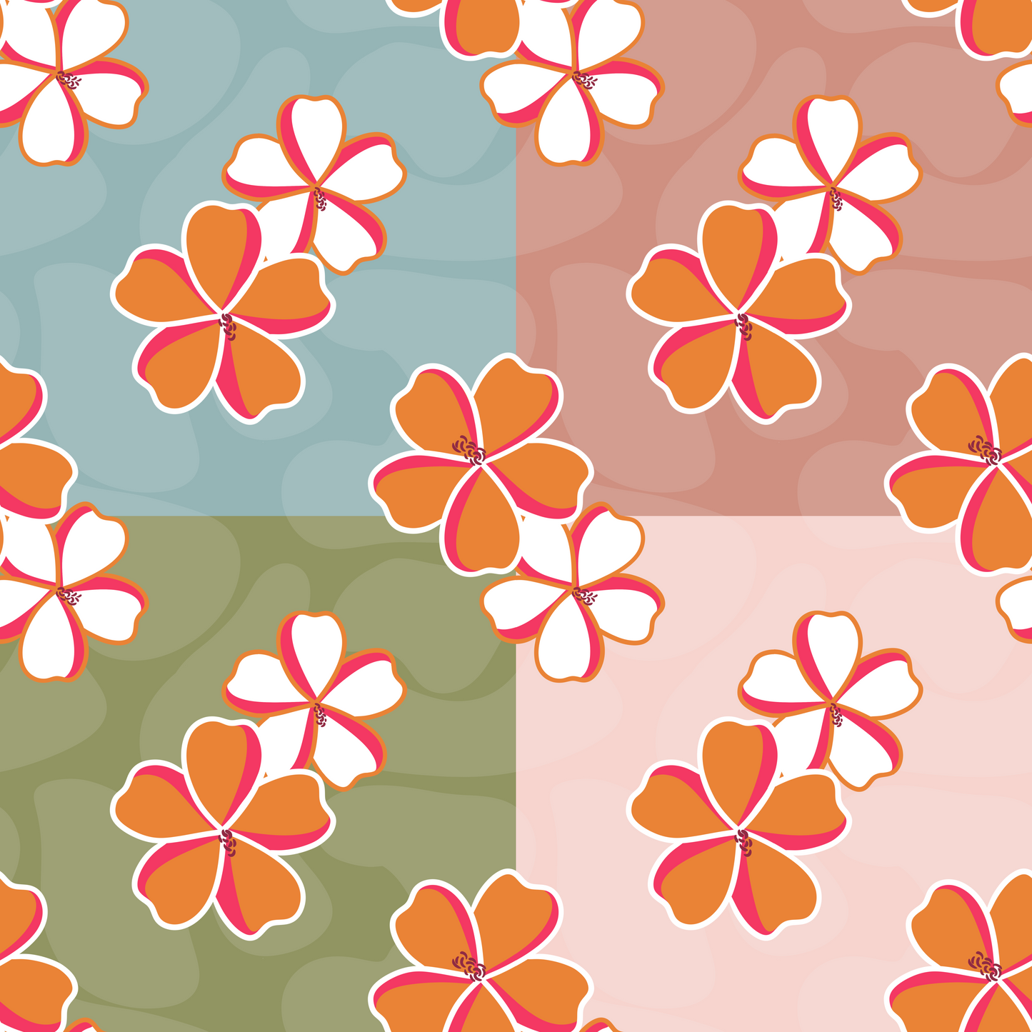 Dreamy Hibiscus Repeat Surface Pattern