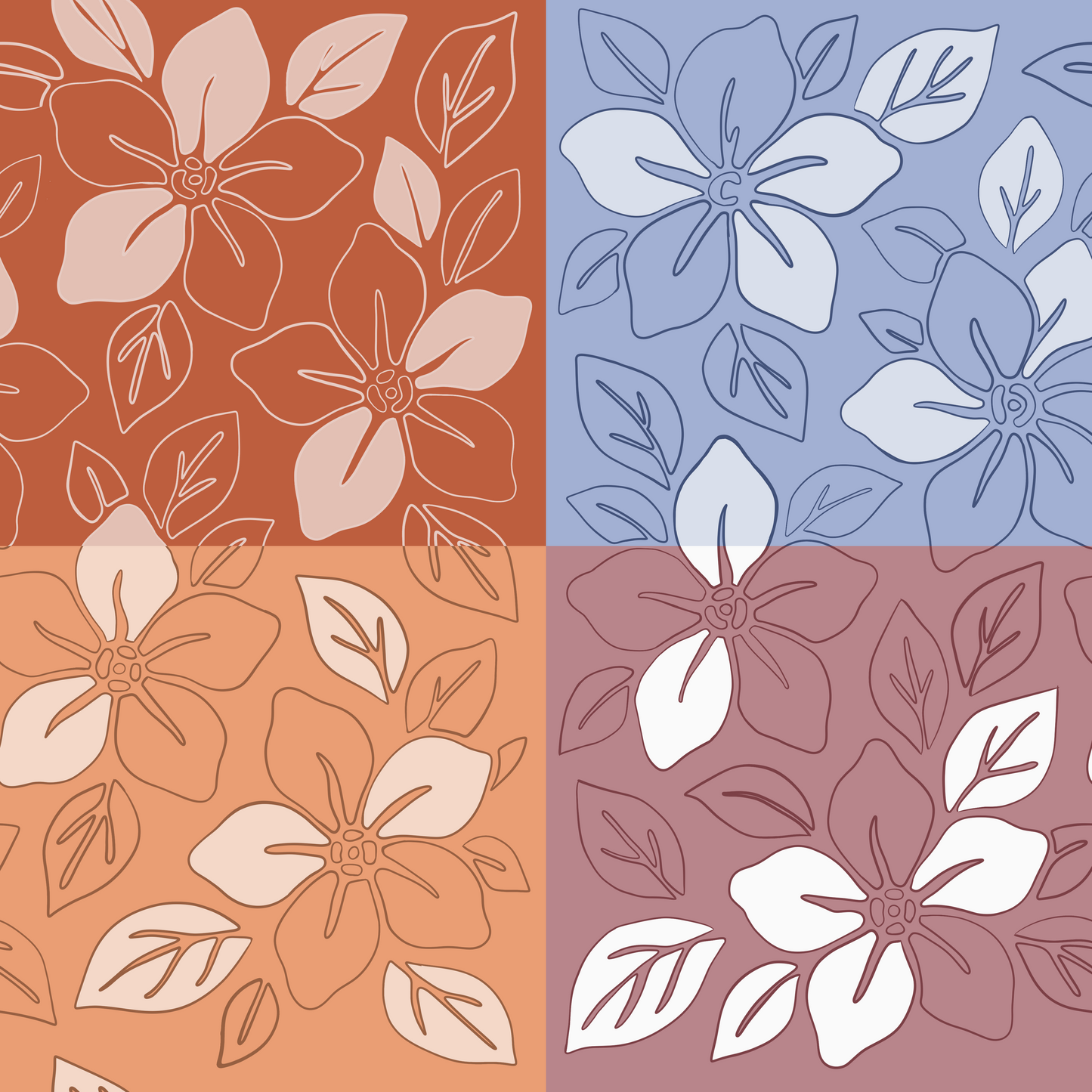 Offset Hibiscus Flower Repeat Surface Pattern