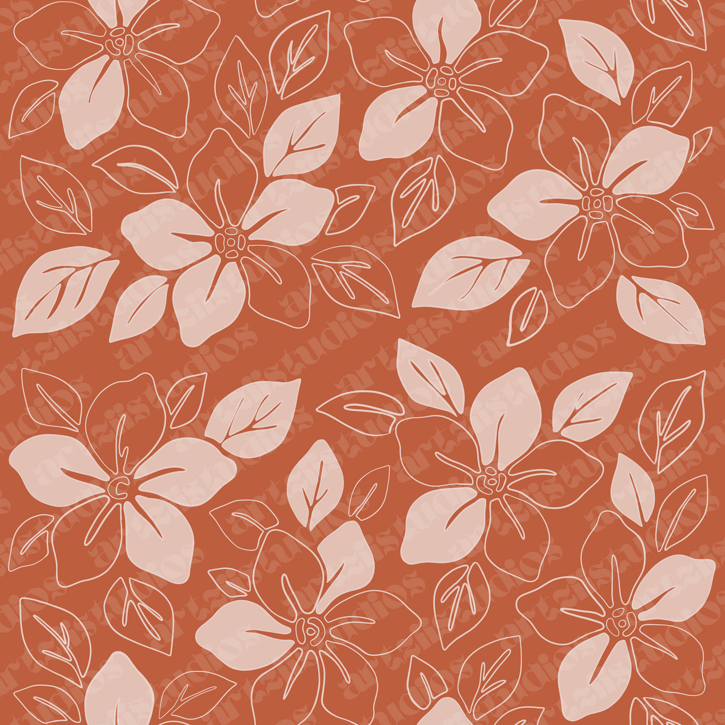 Offset Hibiscus Flower Repeat Surface Pattern