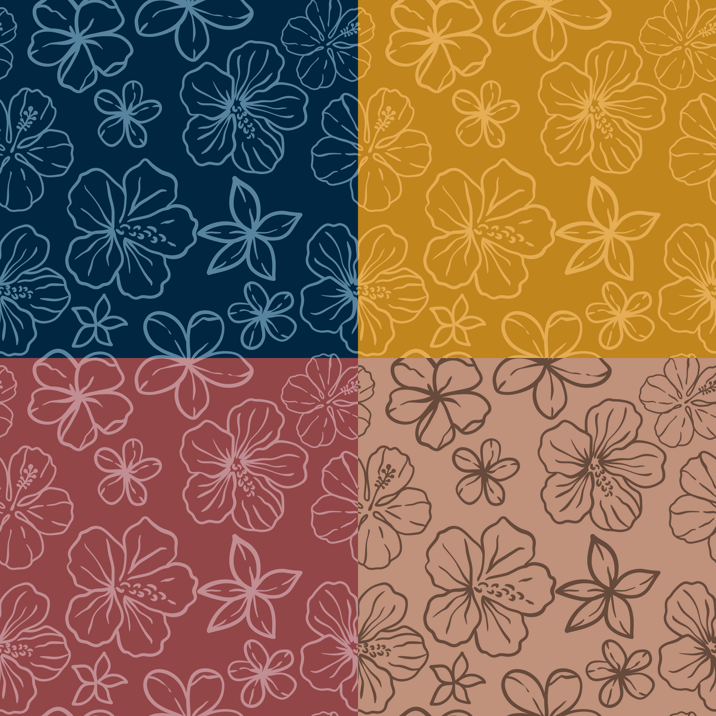 Mixed Island Flowers Repeat Surface Pattern