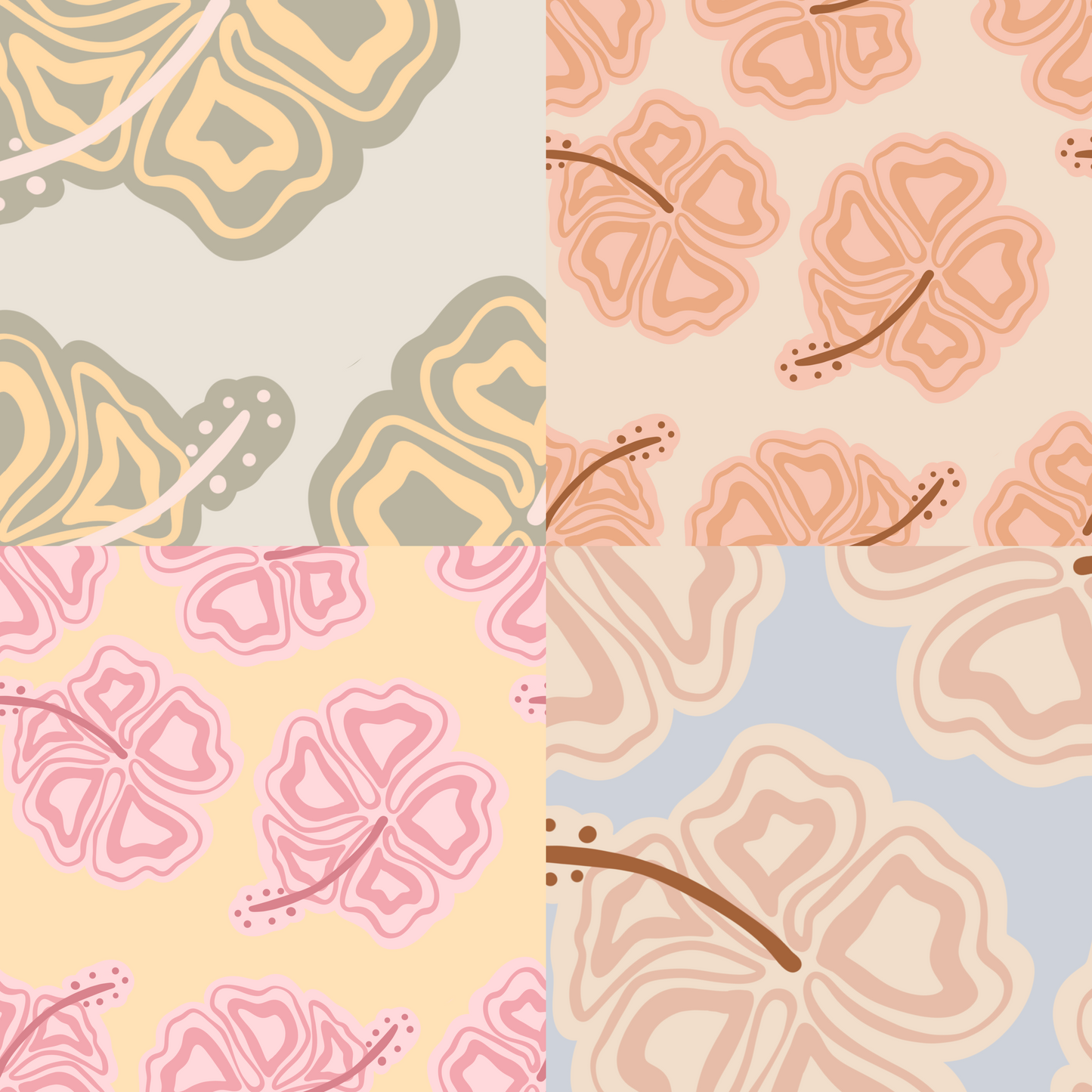 Mango Hibiscus Repeat Surface Pattern