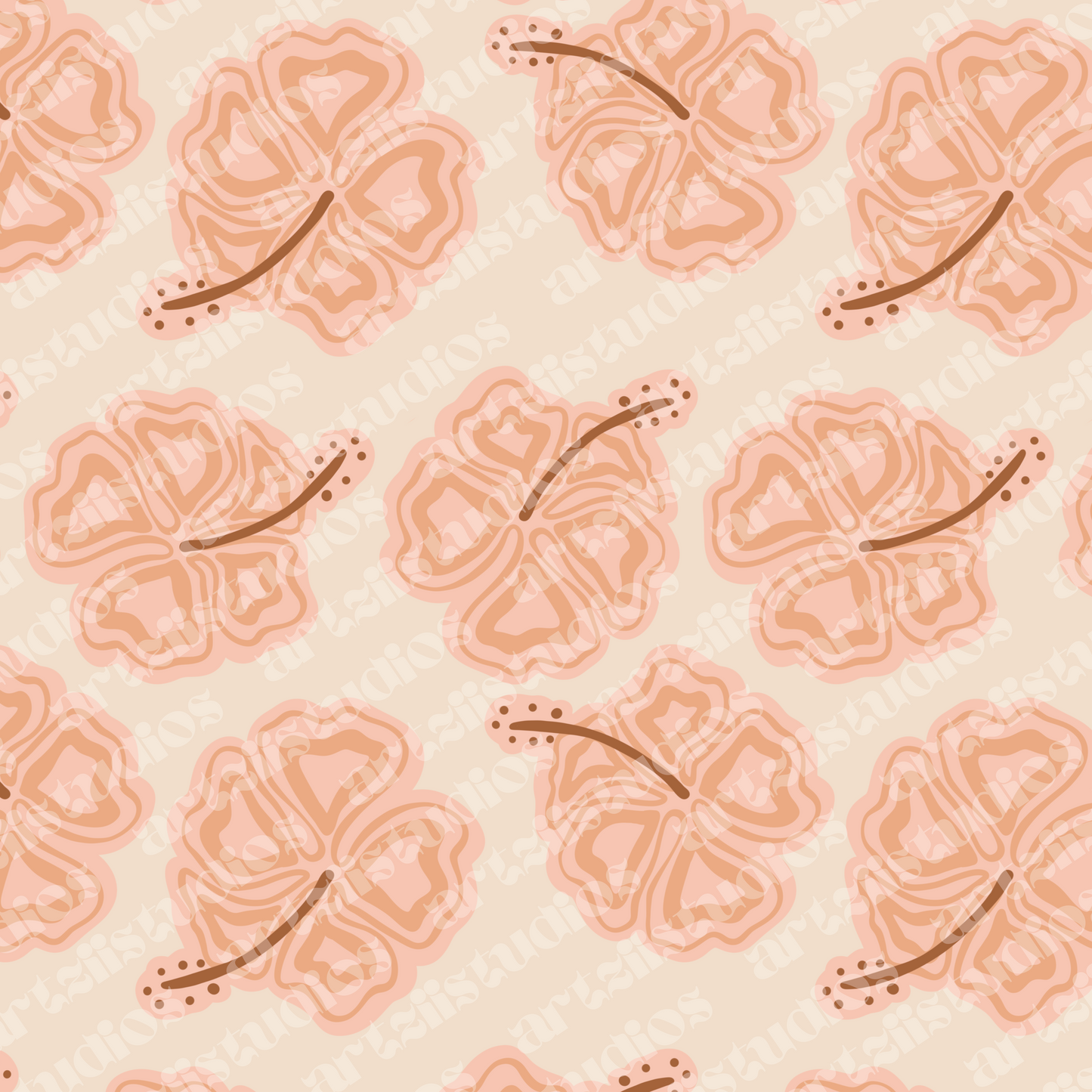 Mango Hibiscus Repeat Surface Pattern