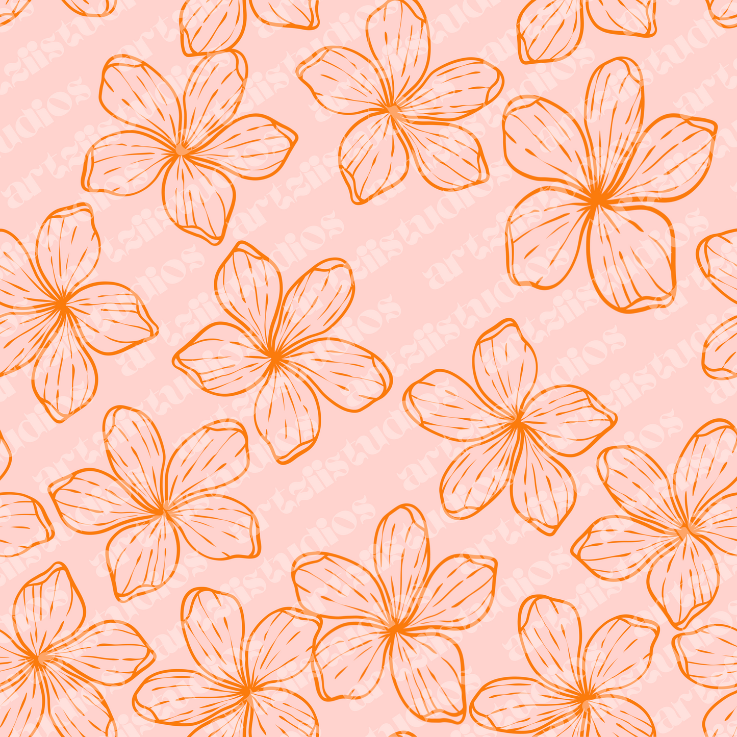 Retro Plumeria Surface Pattern