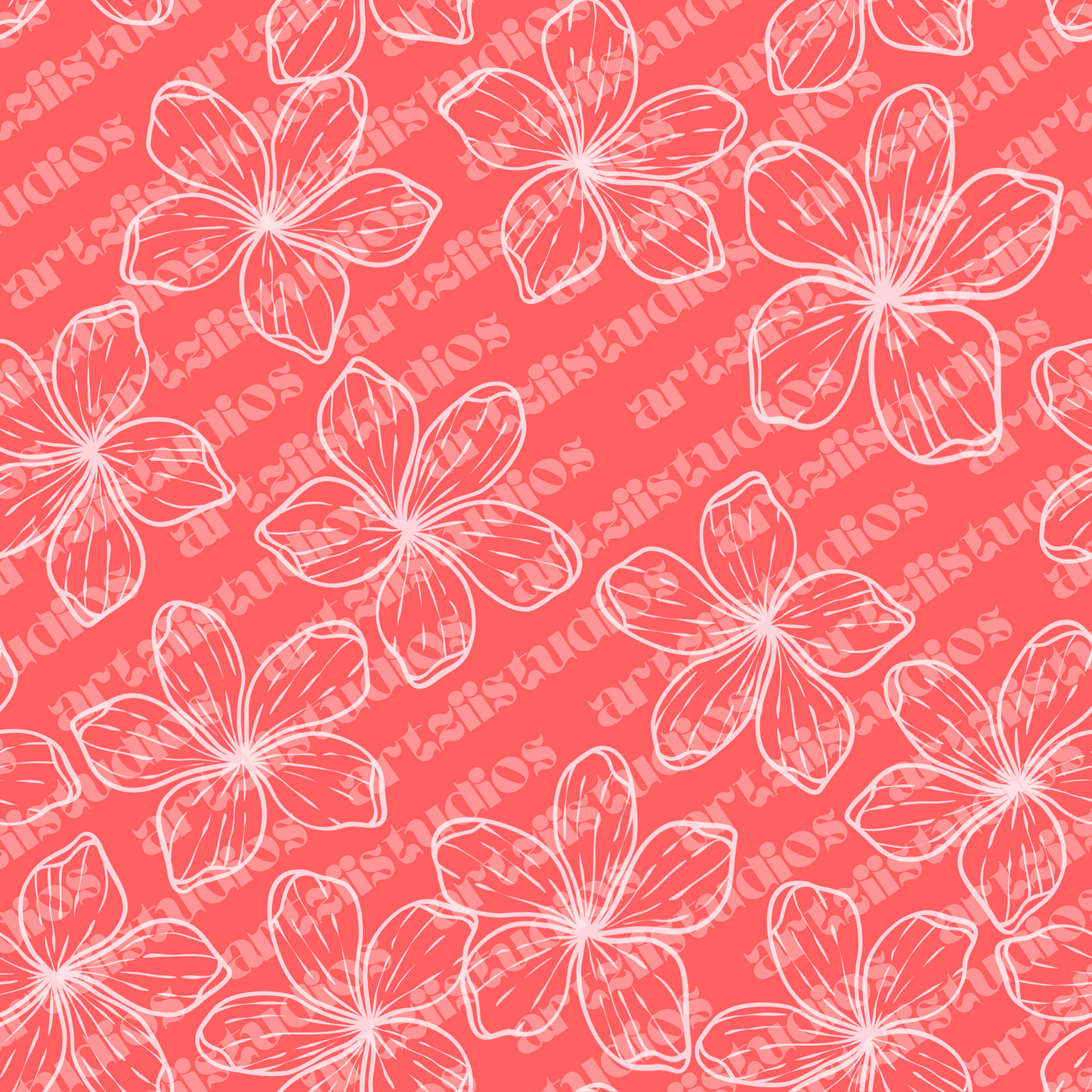 Retro Plumeria Surface Pattern