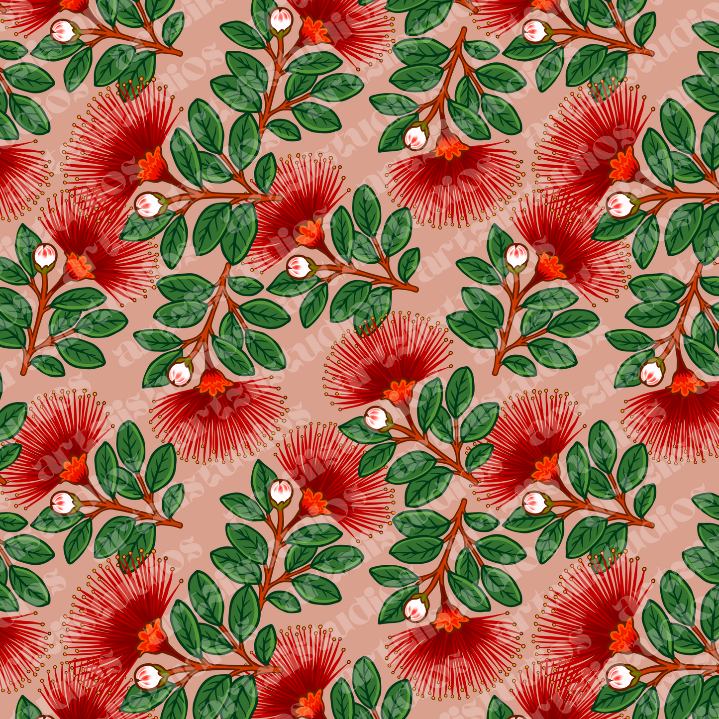 Ohia Lehua Repeat Surface Pattern and Graphic for Ashley Leopoldo