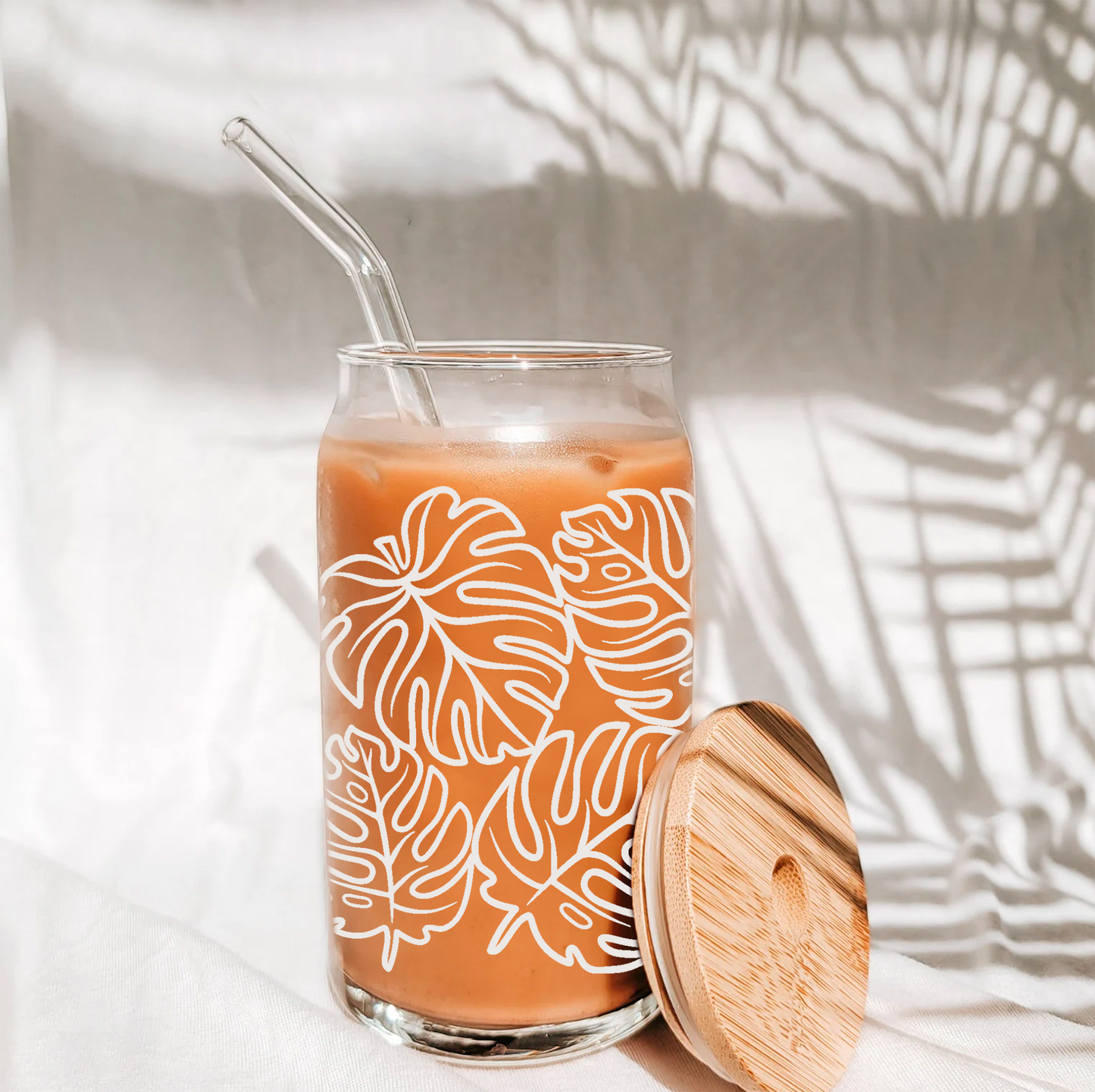 Large Monsterra Glass Can Cup