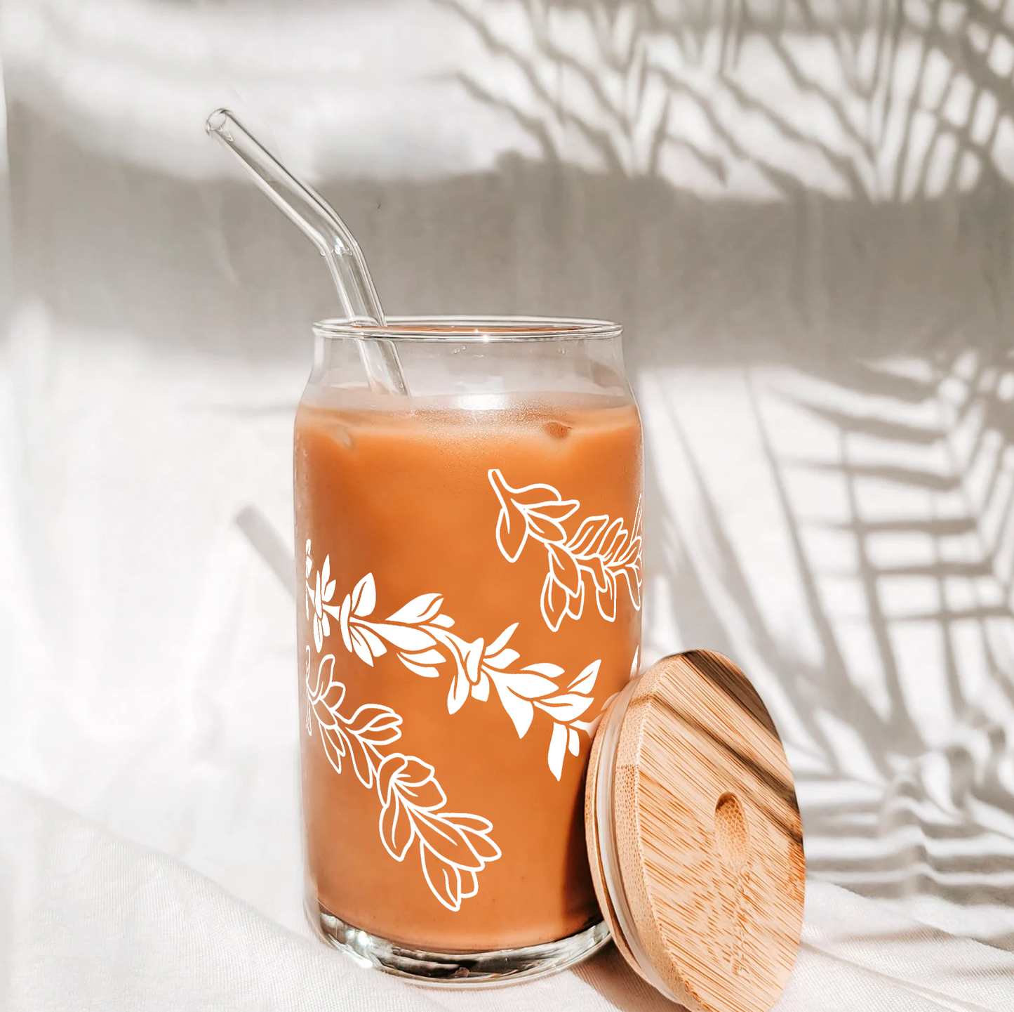 Plumeria Lei Glass Can Cup