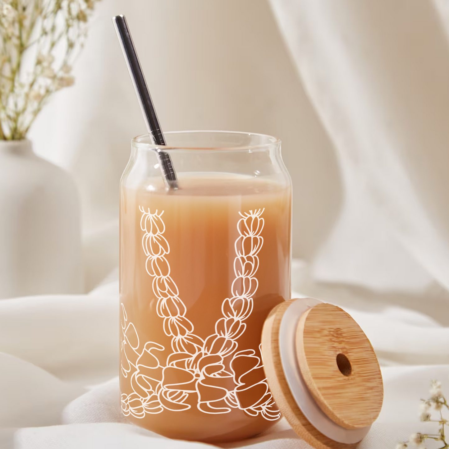 Pikake and Puakenikeni Lei Glass Cup