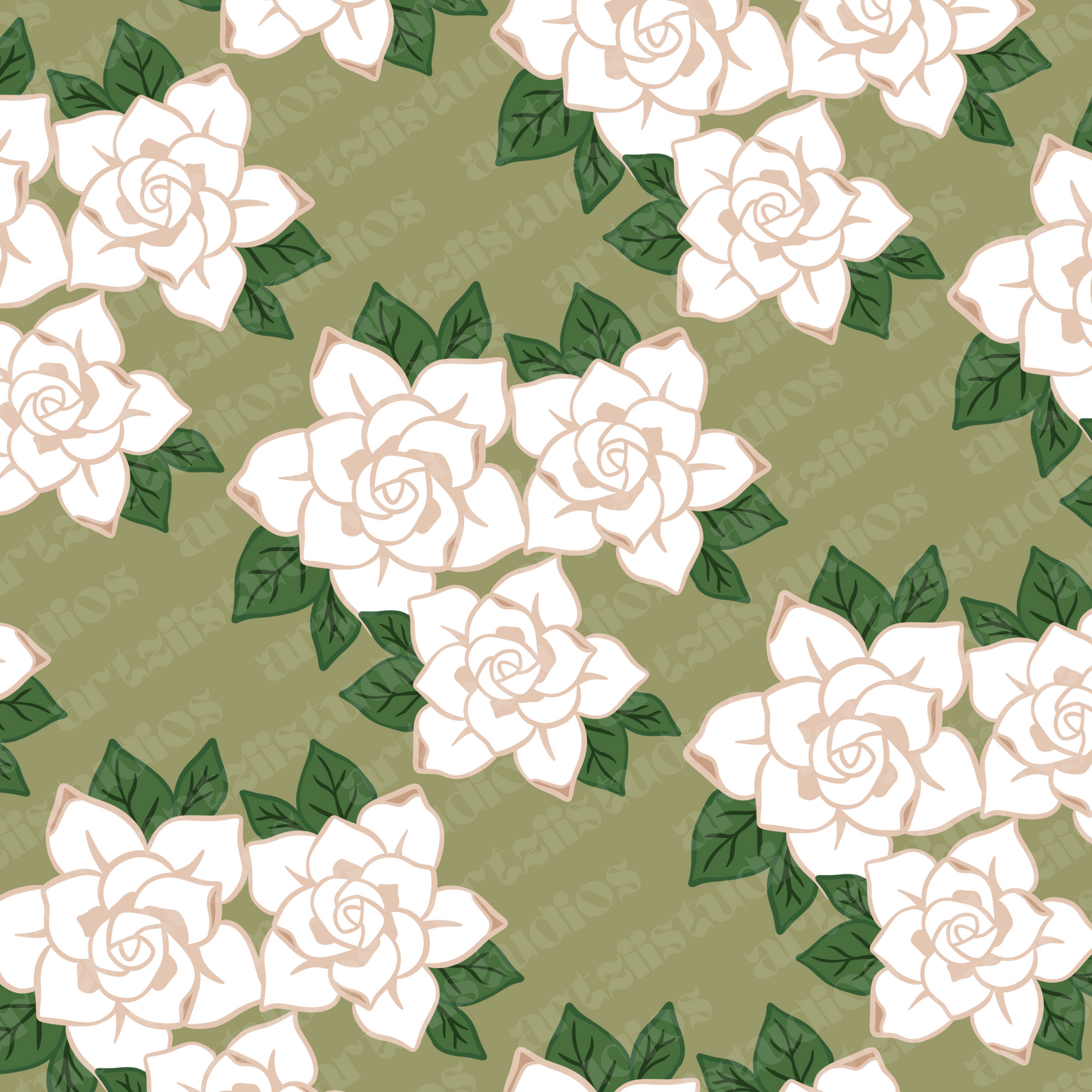 Gardenia Repeat Surface Pattern and Graphic for Ashley L