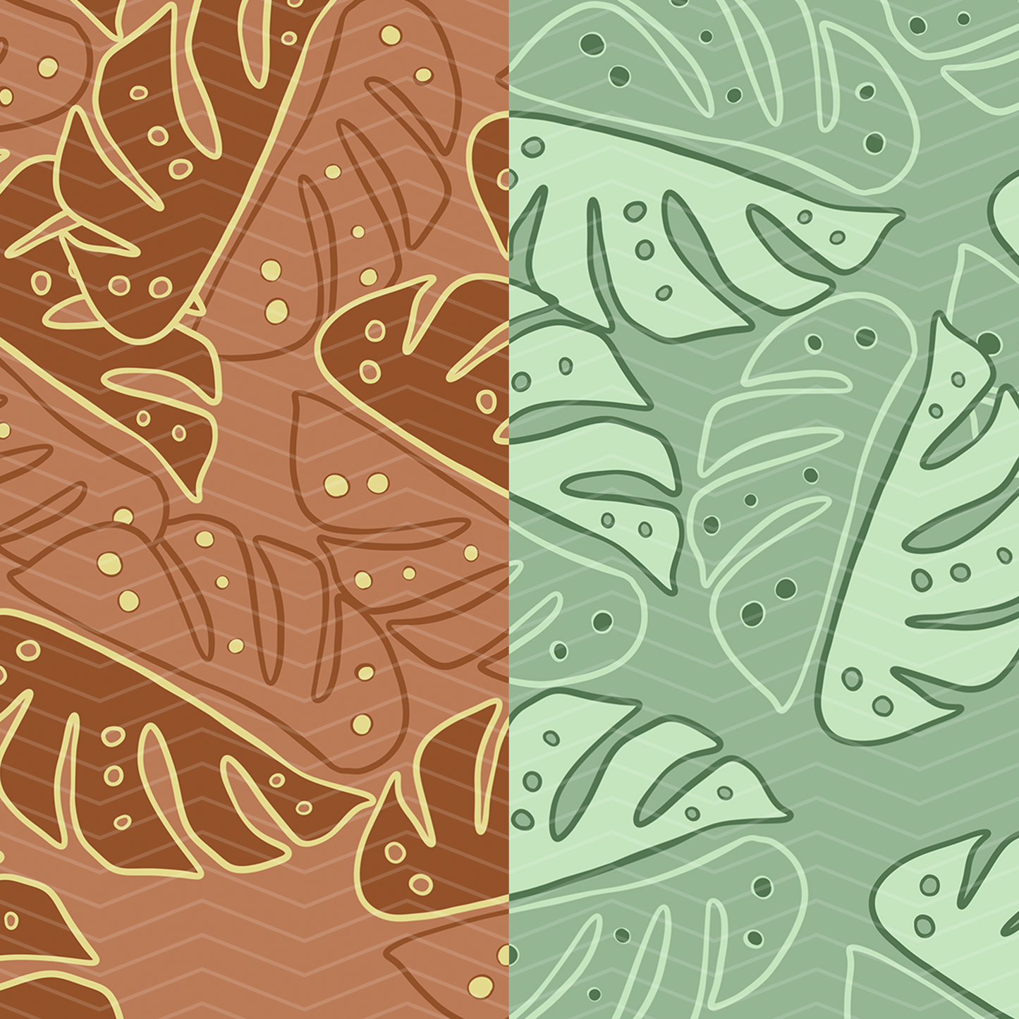 Retro Monsterra Surface Pattern