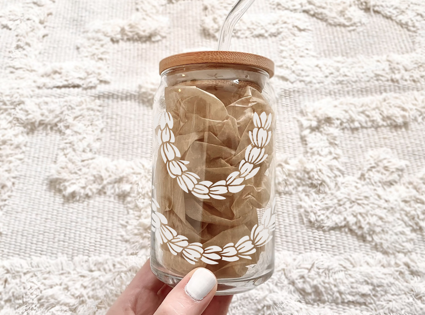 Pikake Lei Glass Cup