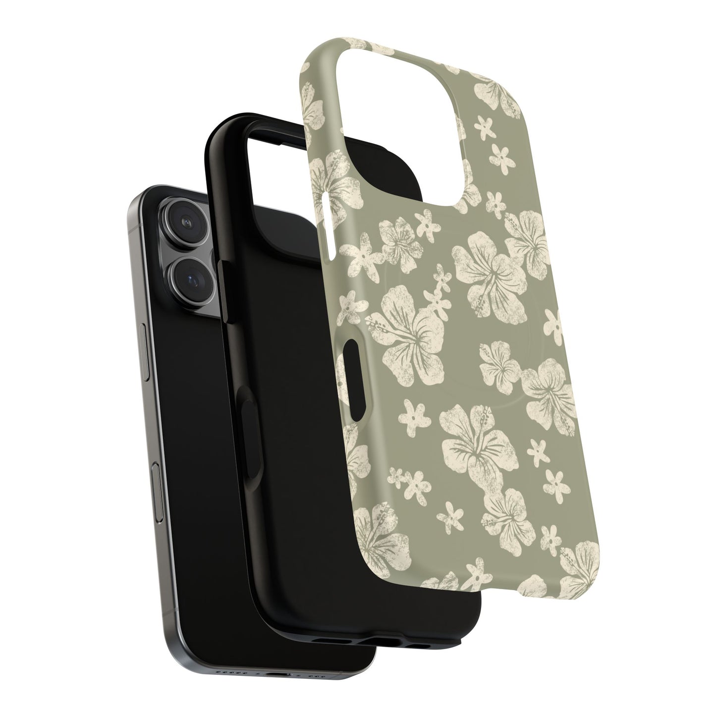 Vintage Hibiscus Phone Case | Floral Tropical Pattern, Matte Magnetic