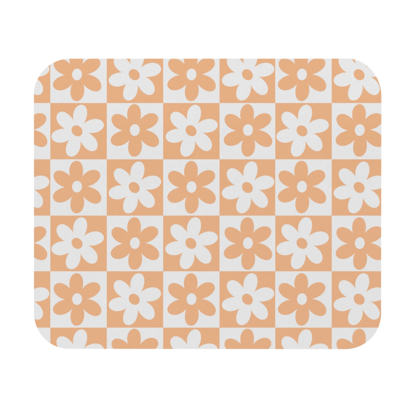 Orange Checkered Daisy Mouse Pad