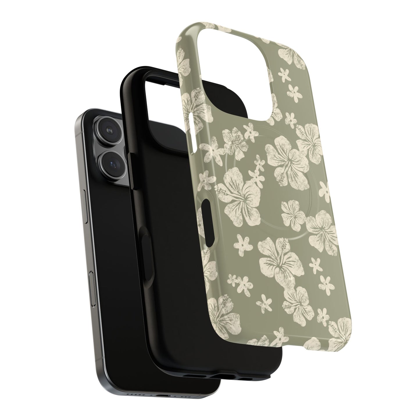 Vintage Hibiscus Phone Case | Floral Tropical Pattern, Matte Magnetic