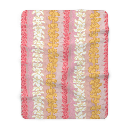 Modern Hawaii Fleece Blanket Pink