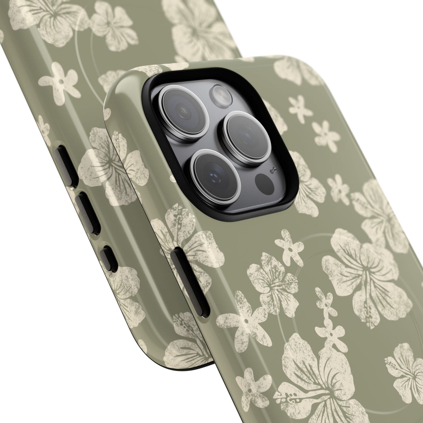 Vintage Hibiscus Phone Case | Floral Tropical Pattern, Matte Magnetic