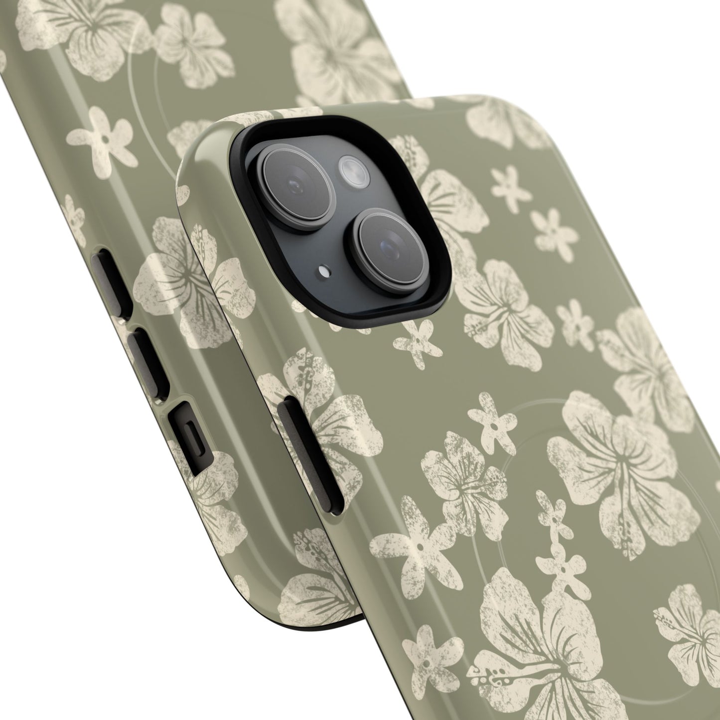 Vintage Hibiscus Phone Case | Floral Tropical Pattern, Matte Magnetic