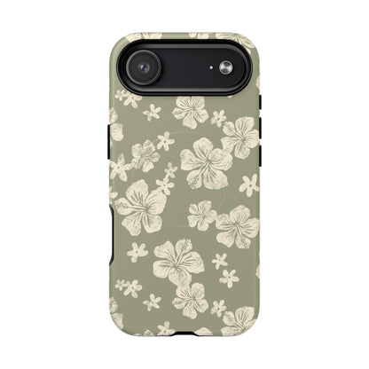 Vintage Hibiscus Phone Case | Floral Tropical Pattern, Matte Magnetic