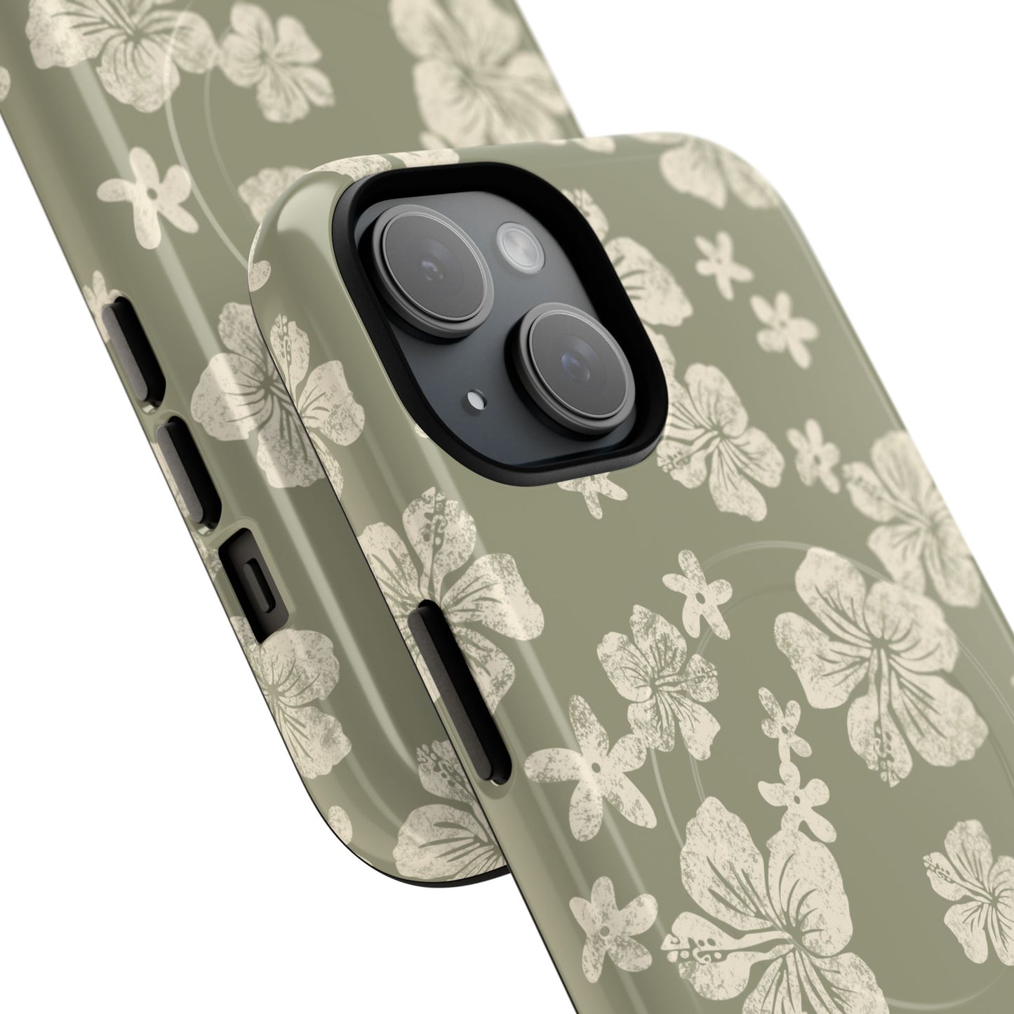 Vintage Hibiscus Phone Case | Floral Tropical Pattern, Matte Magnetic
