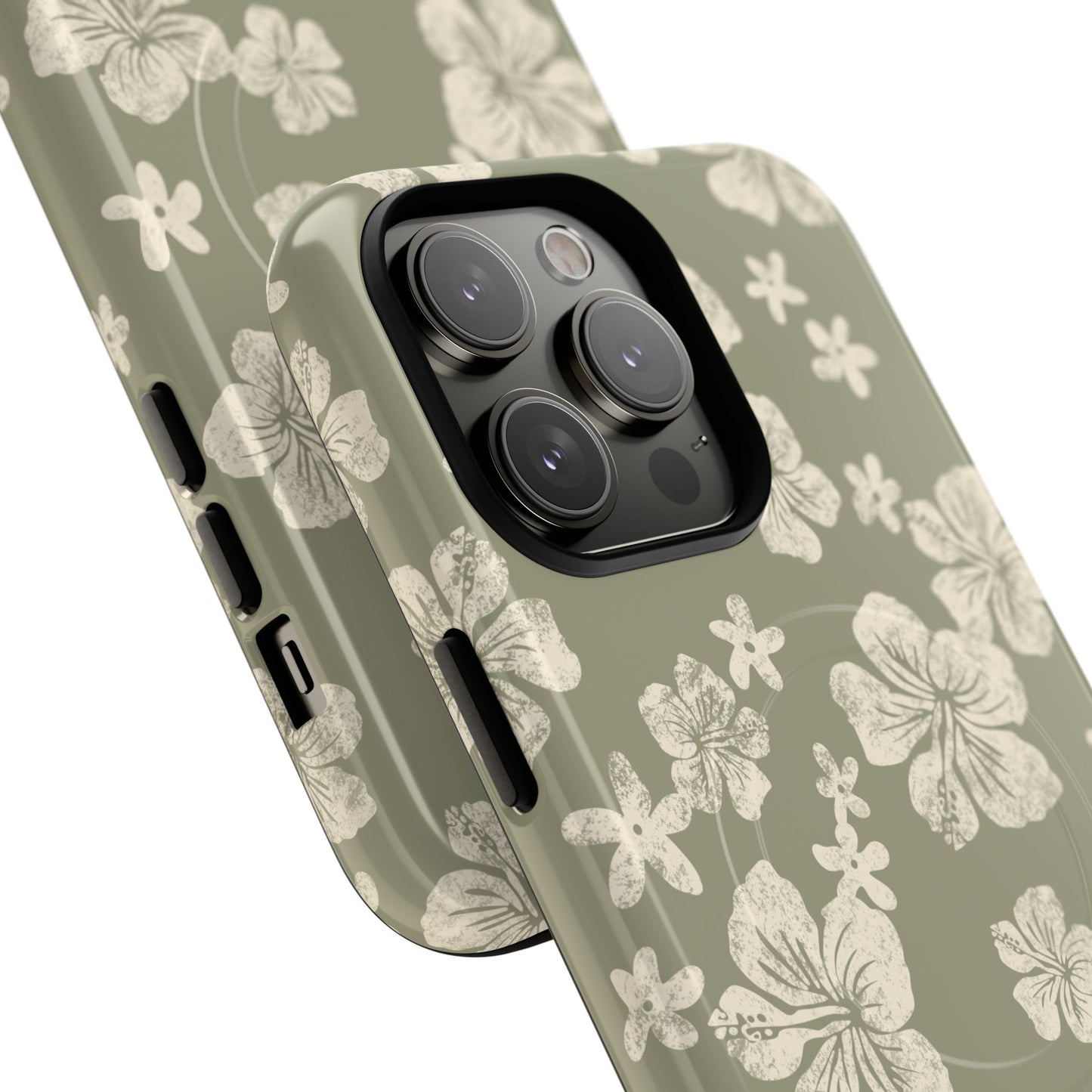 Vintage Hibiscus Phone Case | Floral Tropical Pattern, Matte Magnetic
