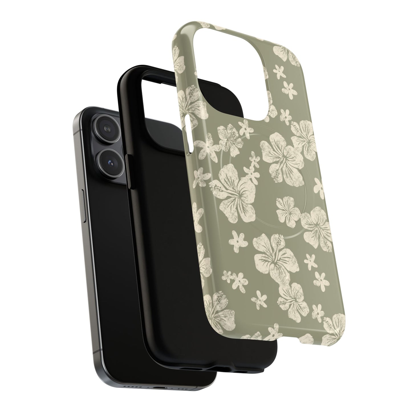 Vintage Hibiscus Phone Case | Floral Tropical Pattern, Matte Magnetic