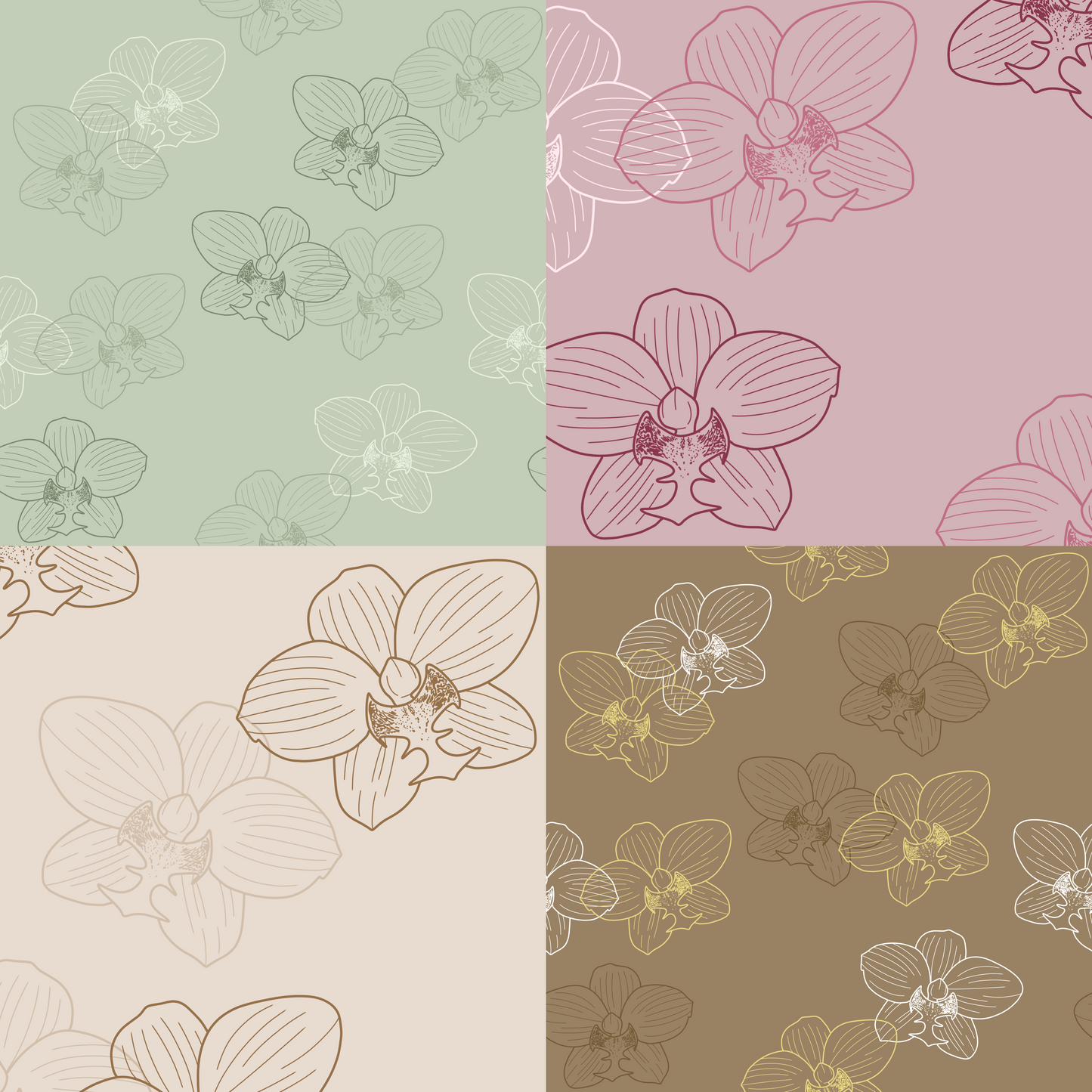 3 Tone Orchid Repeat Surface Pattern