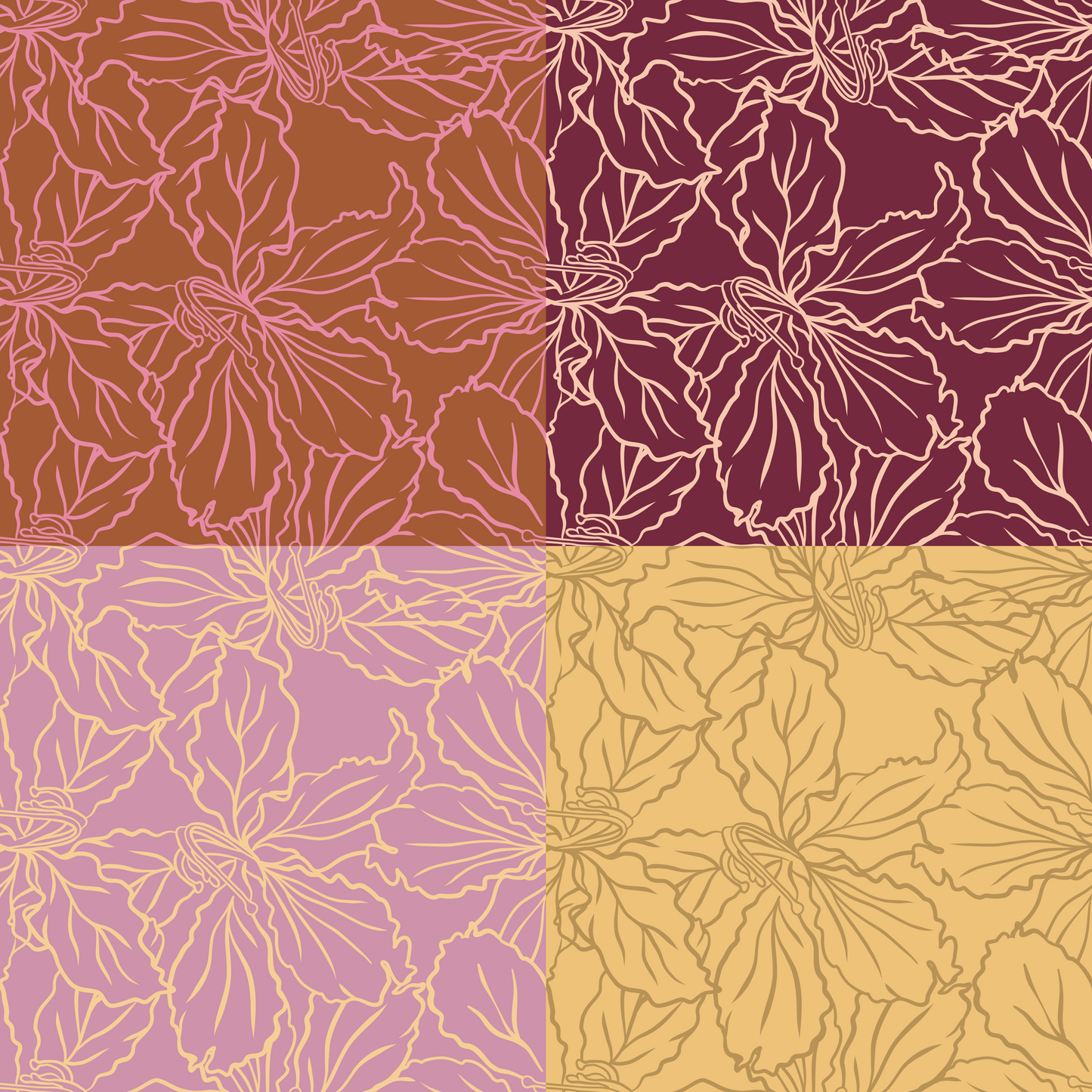 Summer Hong Kong Orchid Repeat Surface Pattern