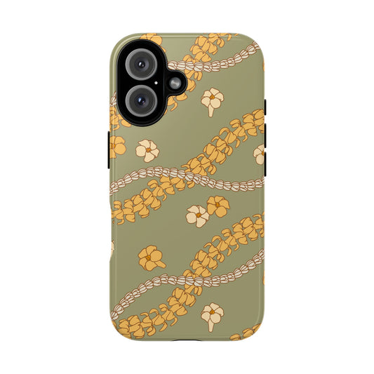 Puakenikeni and Pikake Lei Phone Case-Green