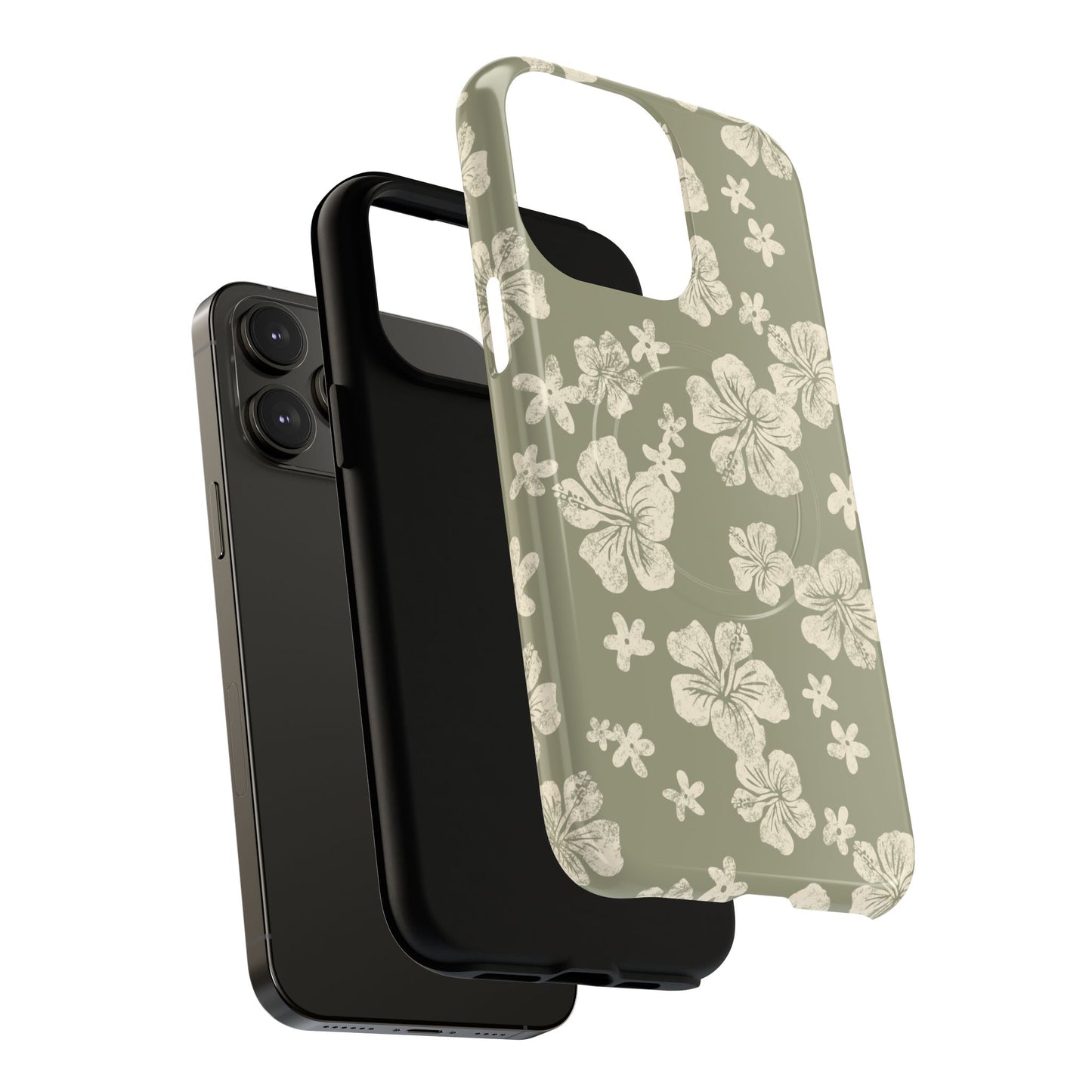 Vintage Hibiscus Phone Case | Floral Tropical Pattern, Matte Magnetic