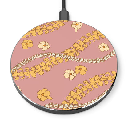 Puakenikeni and Pikake Lei Wireless Charger-Pink