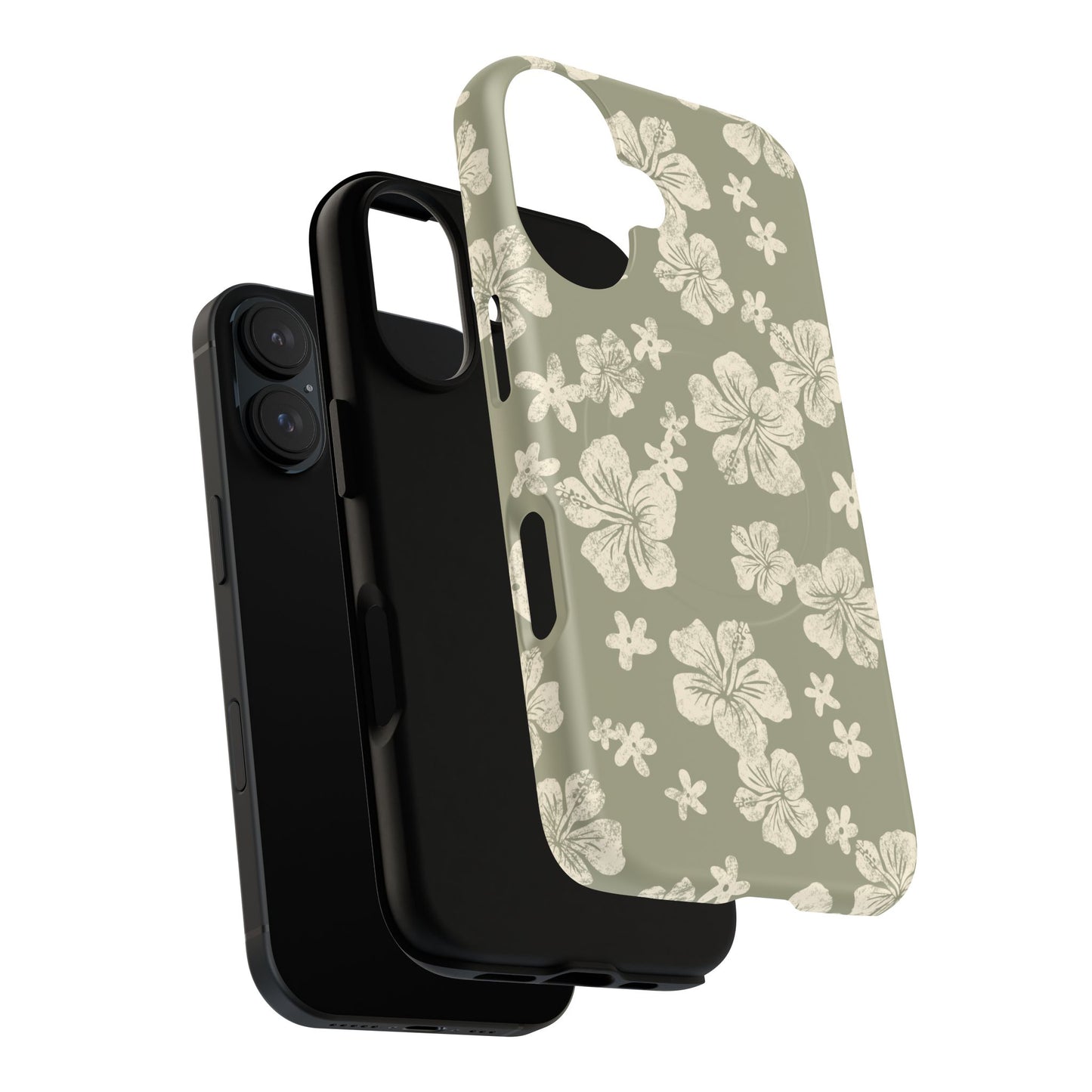 Vintage Hibiscus Phone Case | Floral Tropical Pattern, Matte Magnetic