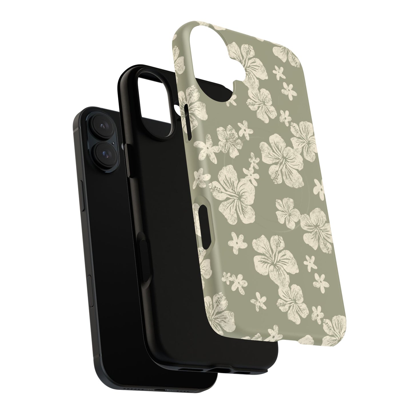 Vintage Hibiscus Phone Case | Floral Tropical Pattern, Matte Magnetic