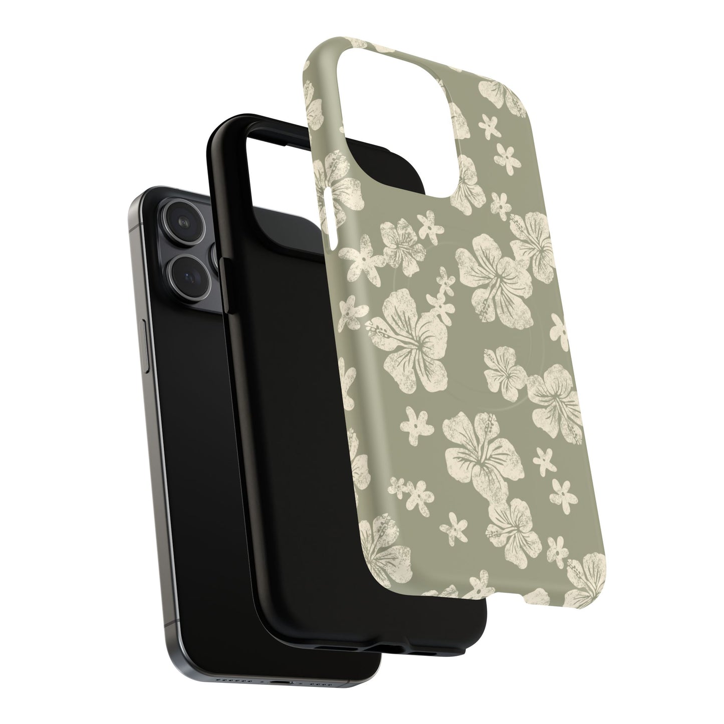 Vintage Hibiscus Phone Case | Floral Tropical Pattern, Matte Magnetic