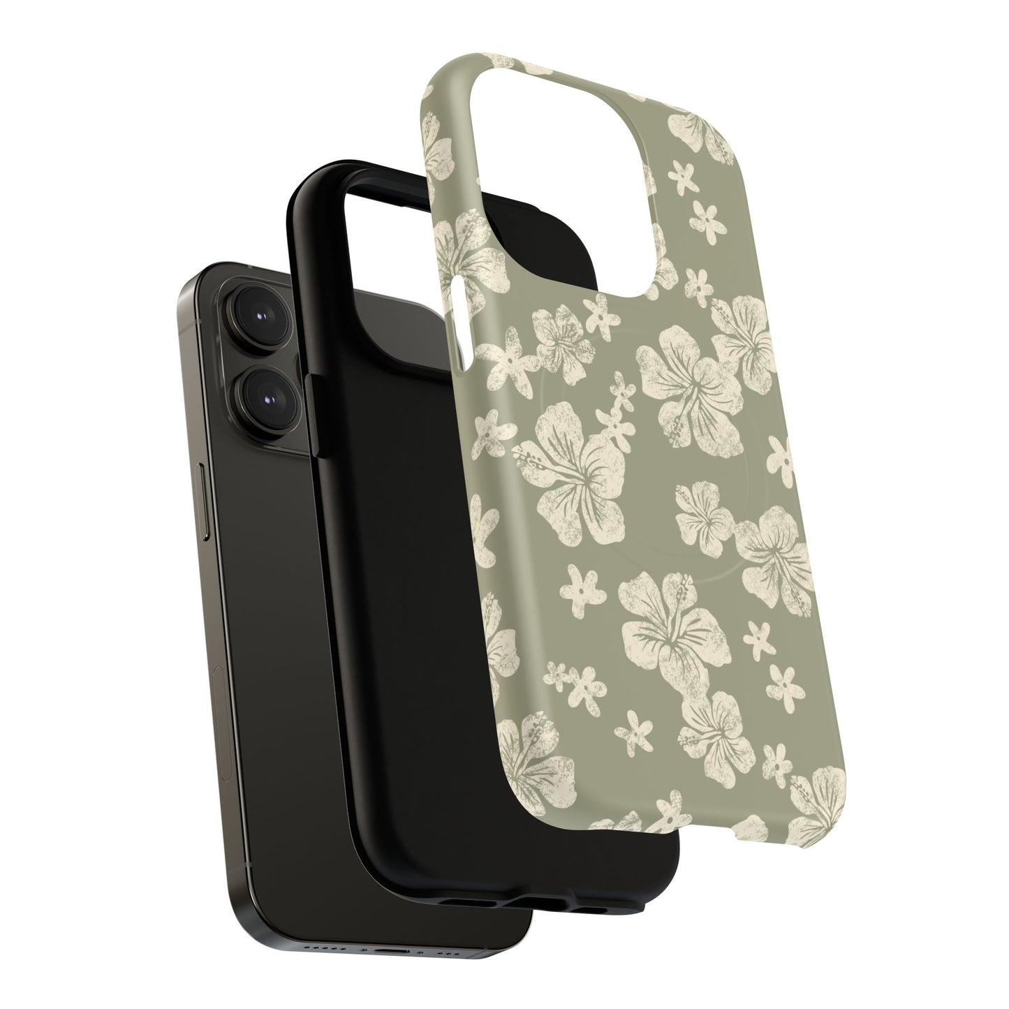 Vintage Hibiscus Phone Case | Floral Tropical Pattern, Matte Magnetic