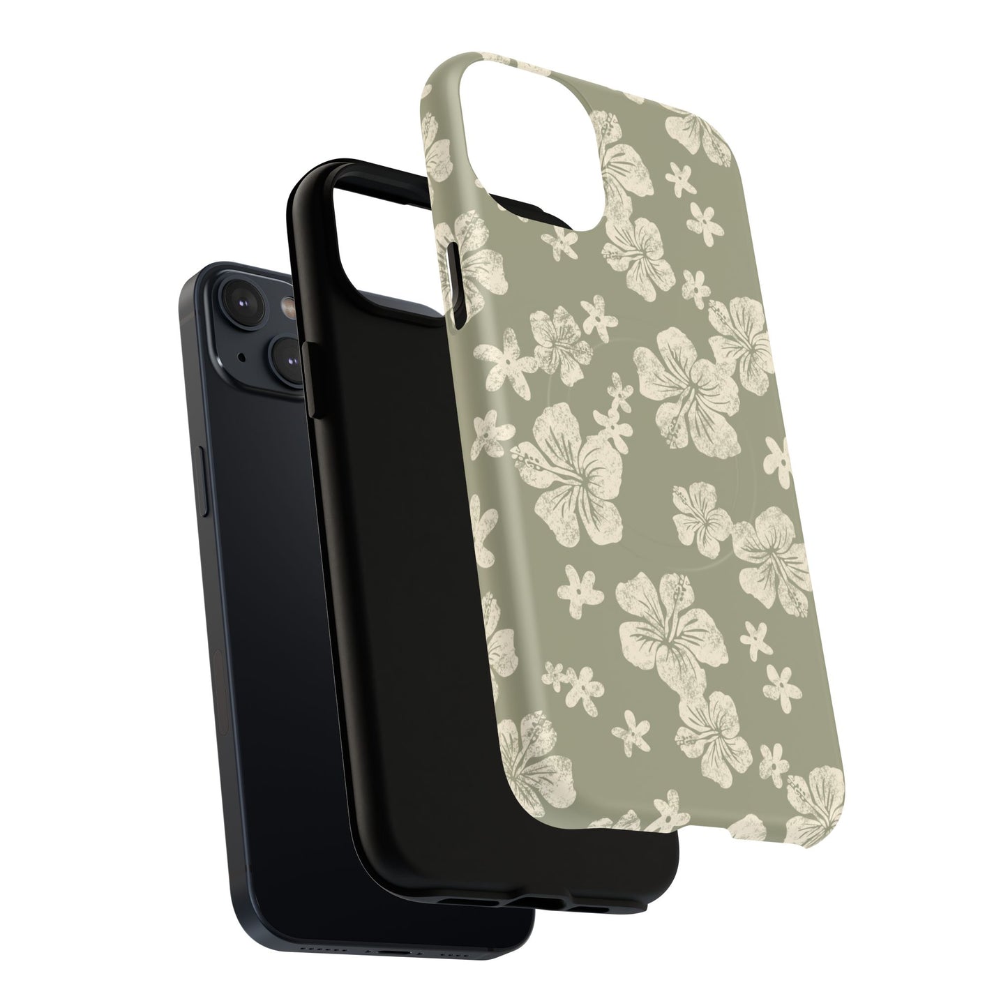 Vintage Hibiscus Phone Case | Floral Tropical Pattern, Matte Magnetic