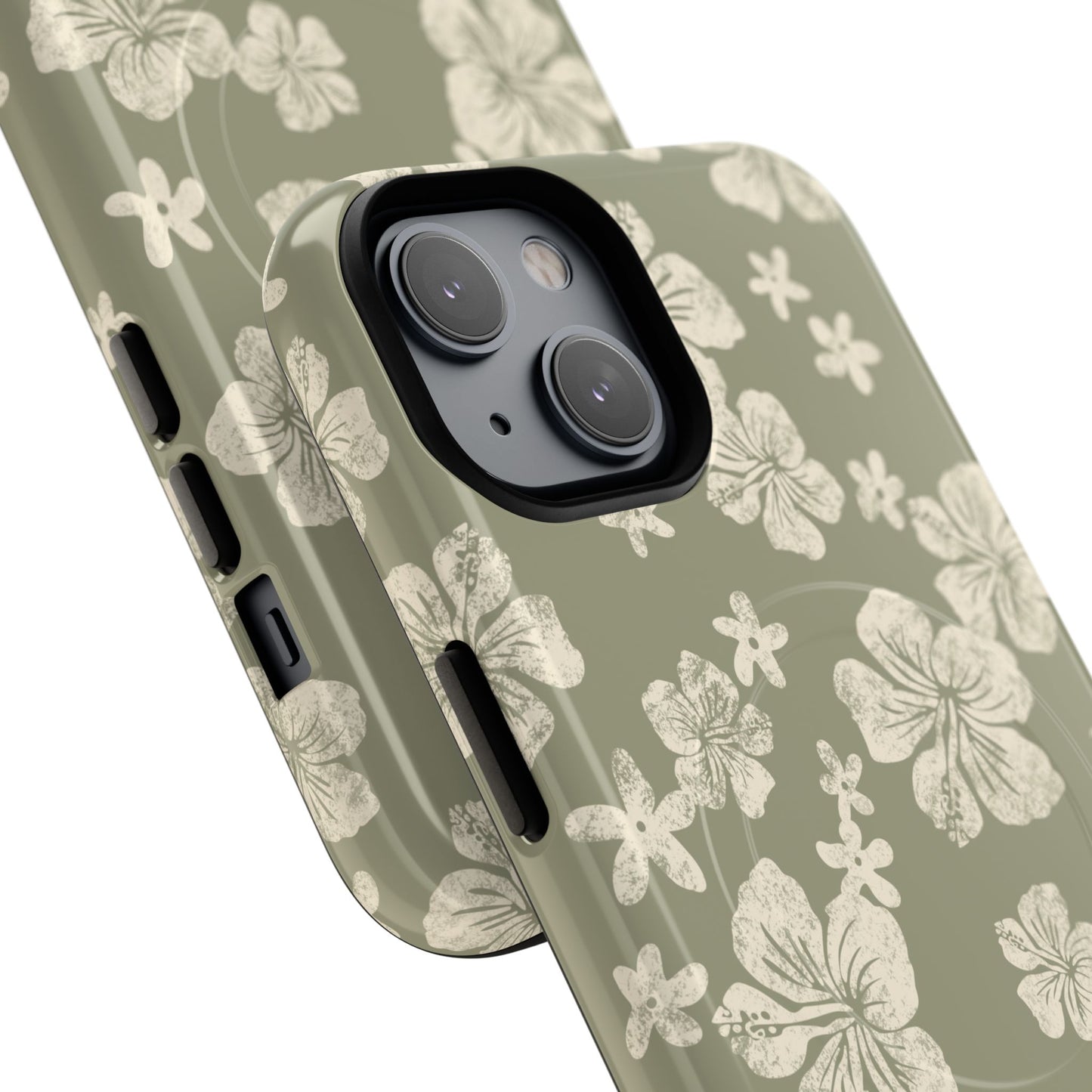 Vintage Hibiscus Phone Case | Floral Tropical Pattern, Matte Magnetic