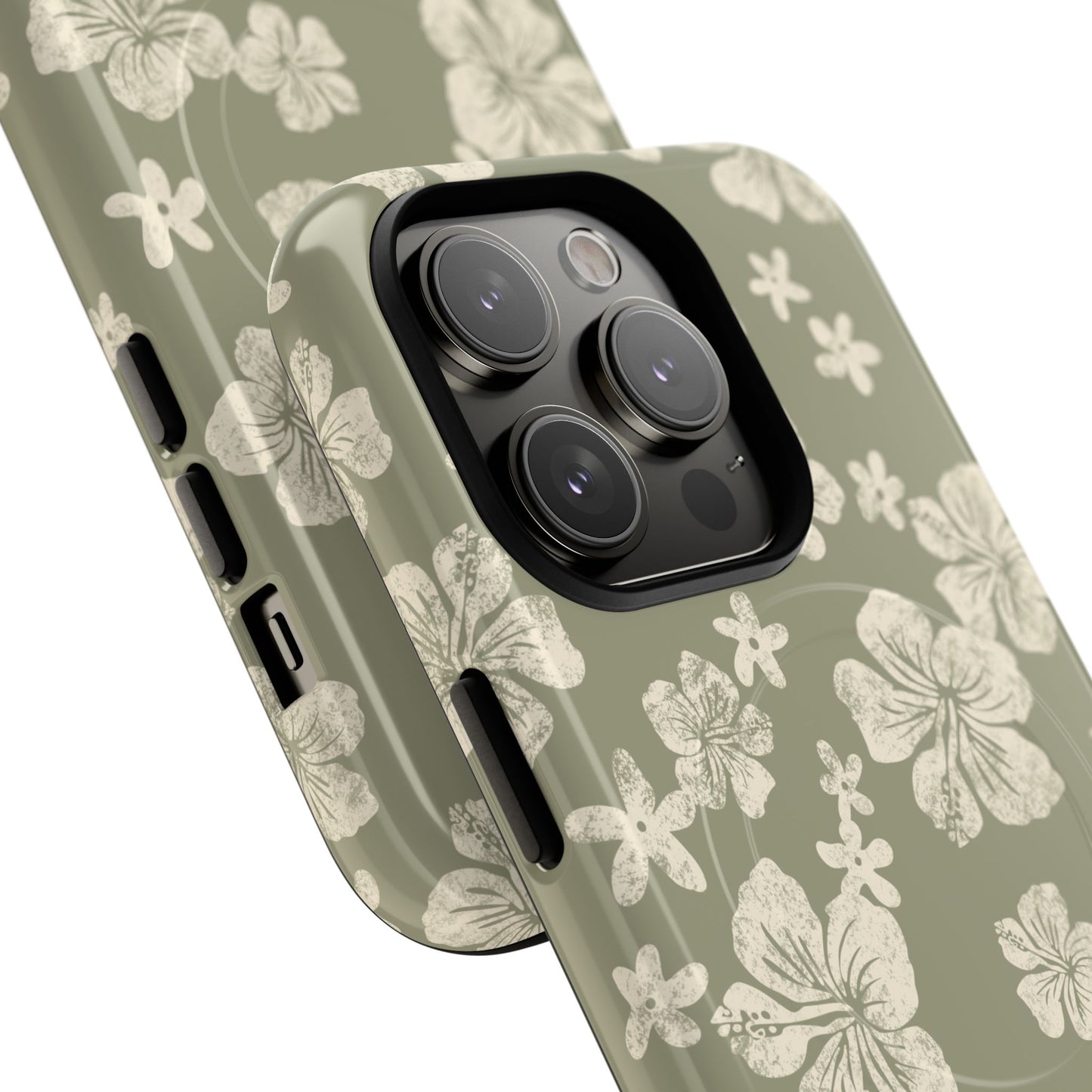 Vintage Hibiscus Phone Case | Floral Tropical Pattern, Matte Magnetic