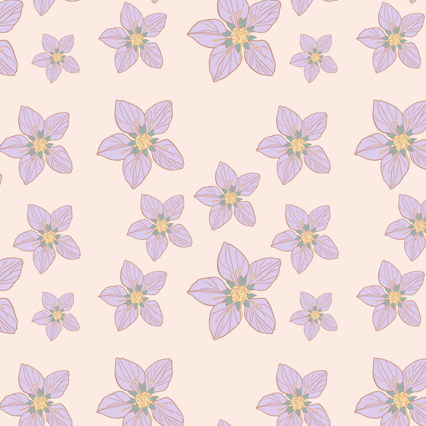 Nigella Flower Repeat Surface Pattern