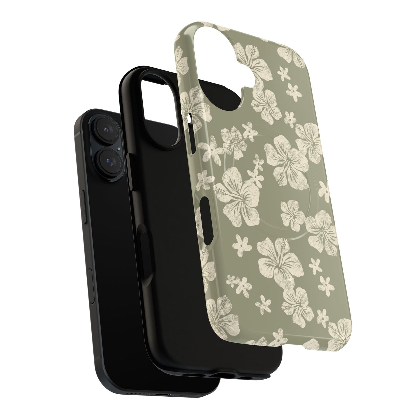 Vintage Hibiscus Phone Case | Floral Tropical Pattern, Matte Magnetic