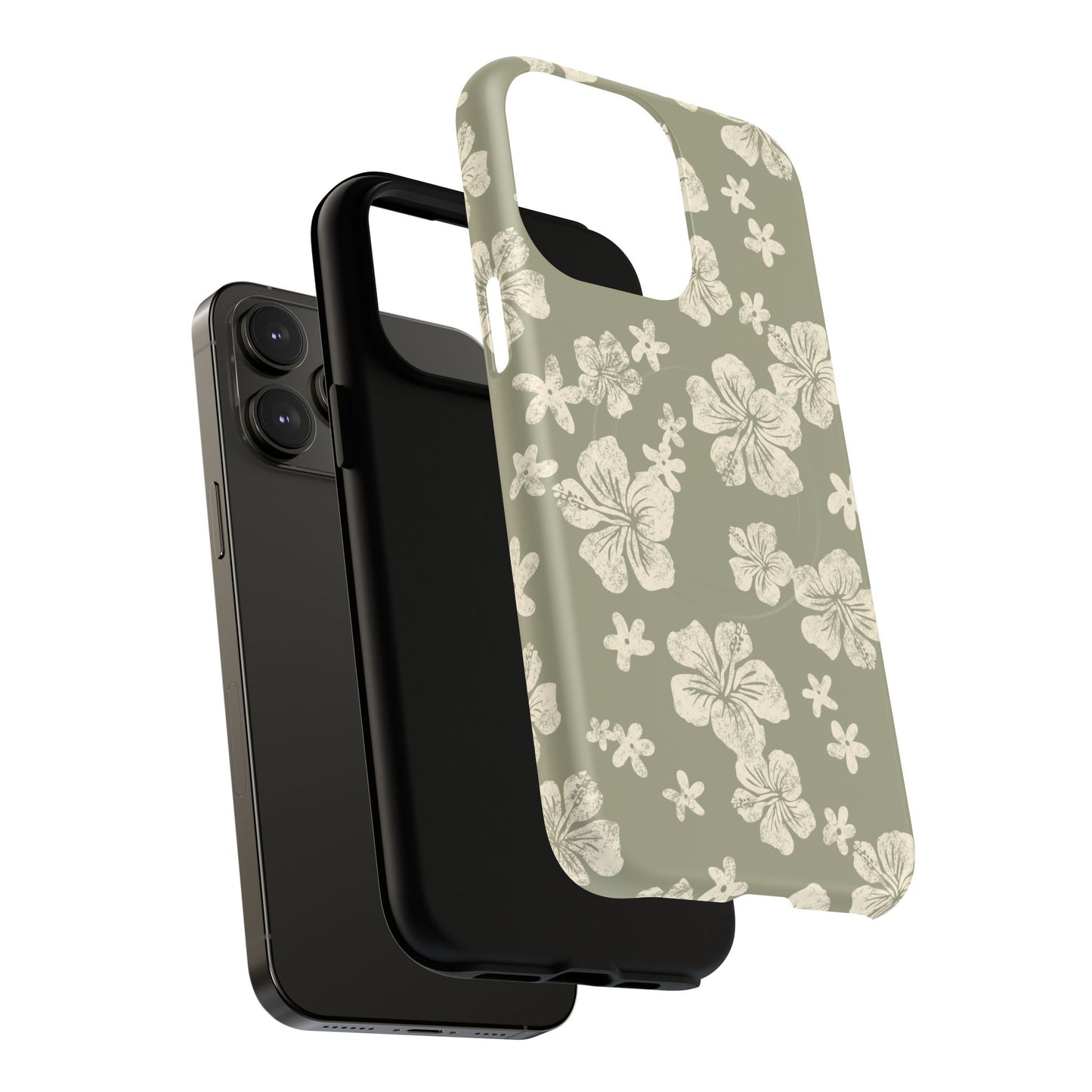 Vintage Hibiscus Phone Case | Floral Tropical Pattern, Matte Magnetic