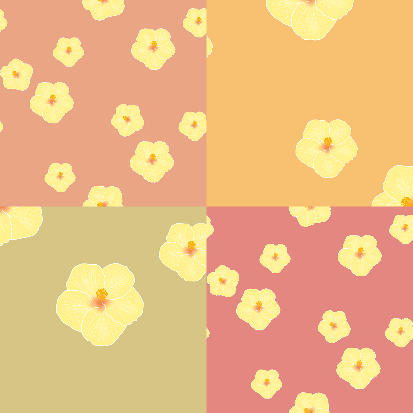 Sunrise Hibiscus Repeat Surface Pattern